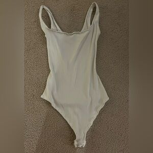 SKIMS cream/Ivory Ribbed Scoop Neck Cotton Bodysuit